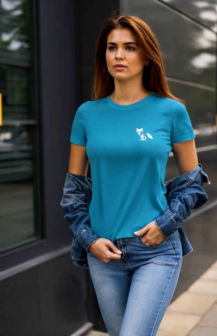 Camiseta zorro orZro aguamarina para ellas