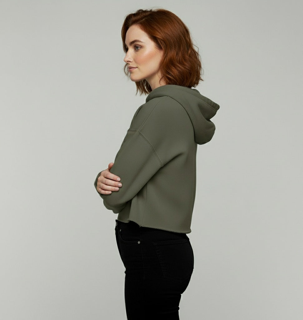 Sudadera corta con capucha zorro orZro verde militar perfil izquierdo