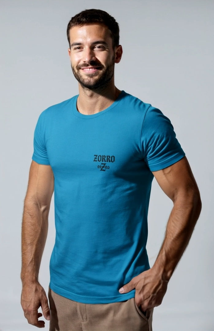 Camiseta logo zorro orZro aguamarina negro