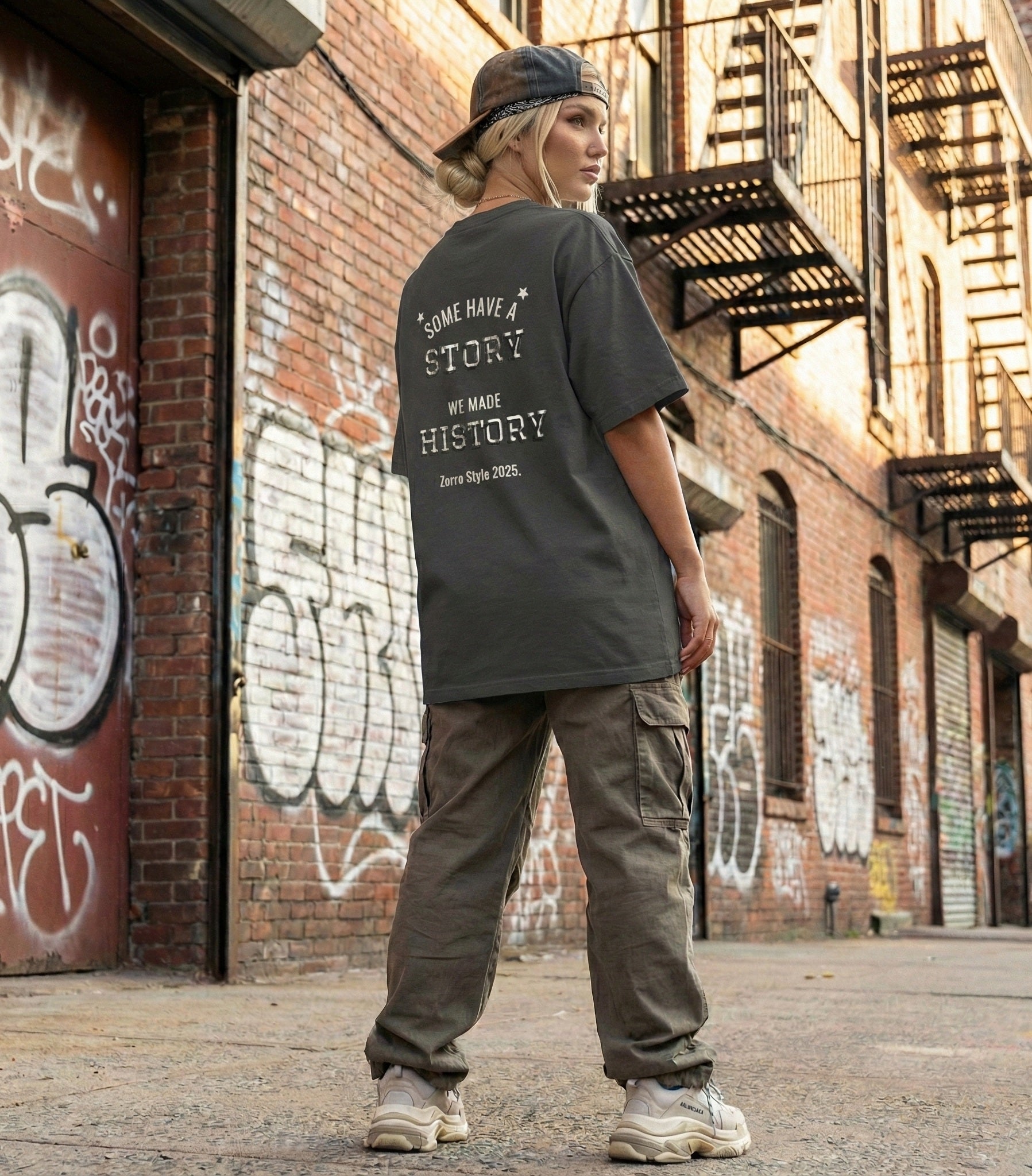 Camiseta Zorro oversize con efecto desgastado