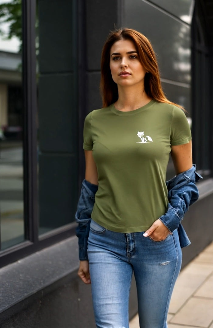 Camiseta Zorro de manga corta semi entallada, colores oscuros