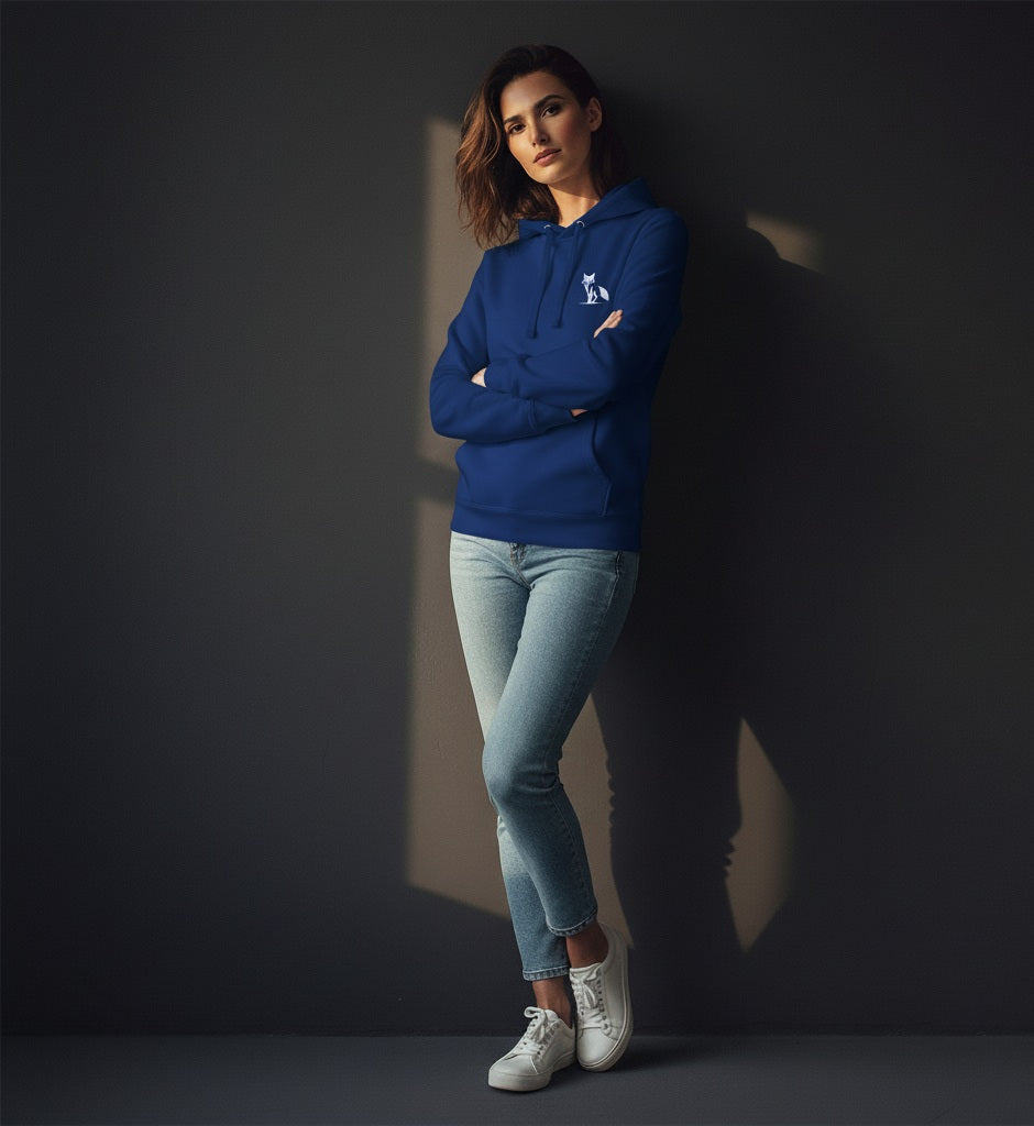 Sudadera premium Zorro con capucha, para ellas, colores oscuros