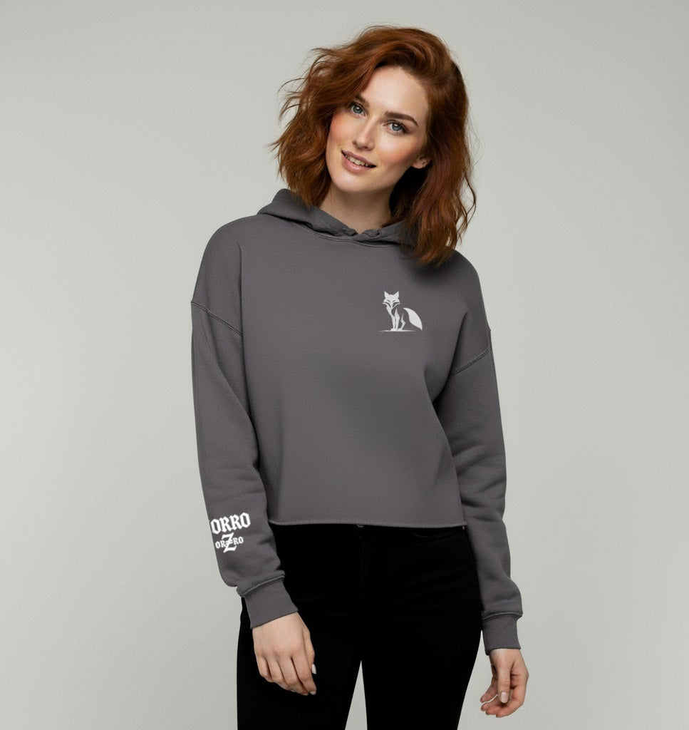 Sudadera corta con capucha zorro orZro gris frente