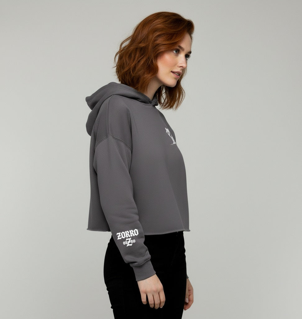 Sudadera corta con capucha zorro orZro gris perfil derecho