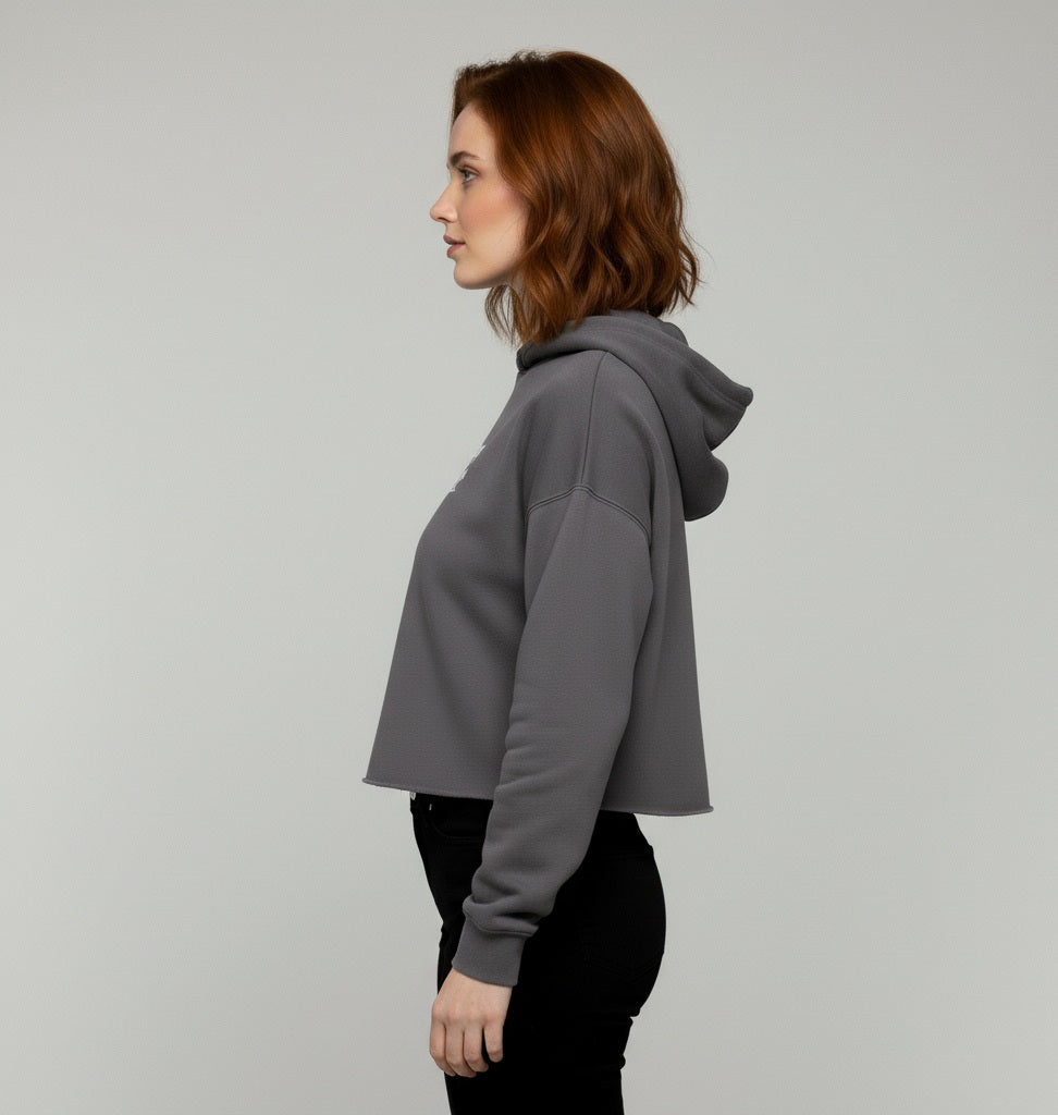 Sudadera corta con capucha zorro orZro gris perfil izquierdo