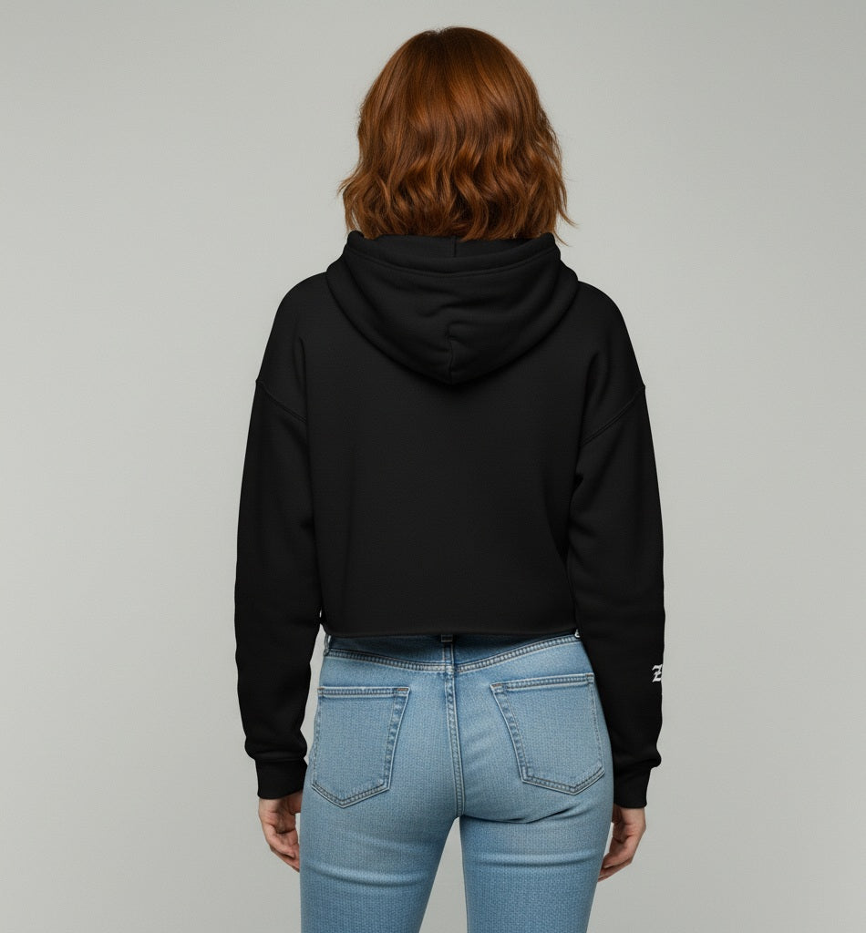 Sudadera corta con capucha zorro orZro negra espalda