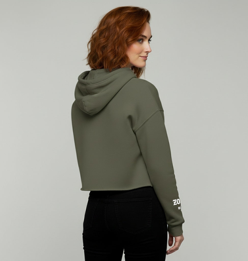 Sudadera corta con capucha zorro orZro verde militar espalda