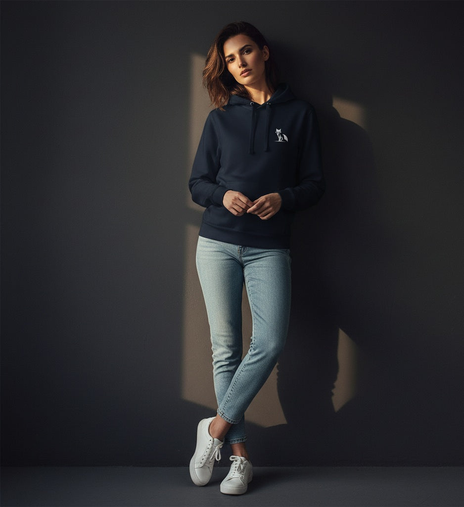 Sudadera premium Zorro con capucha, para ellas, colores oscuros