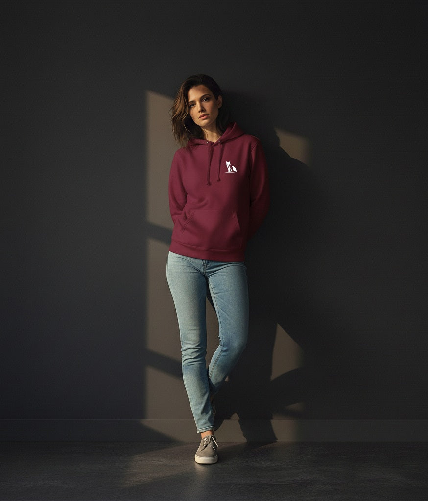 Sudadera premium Zorro con capucha, para ellas, colores oscuros