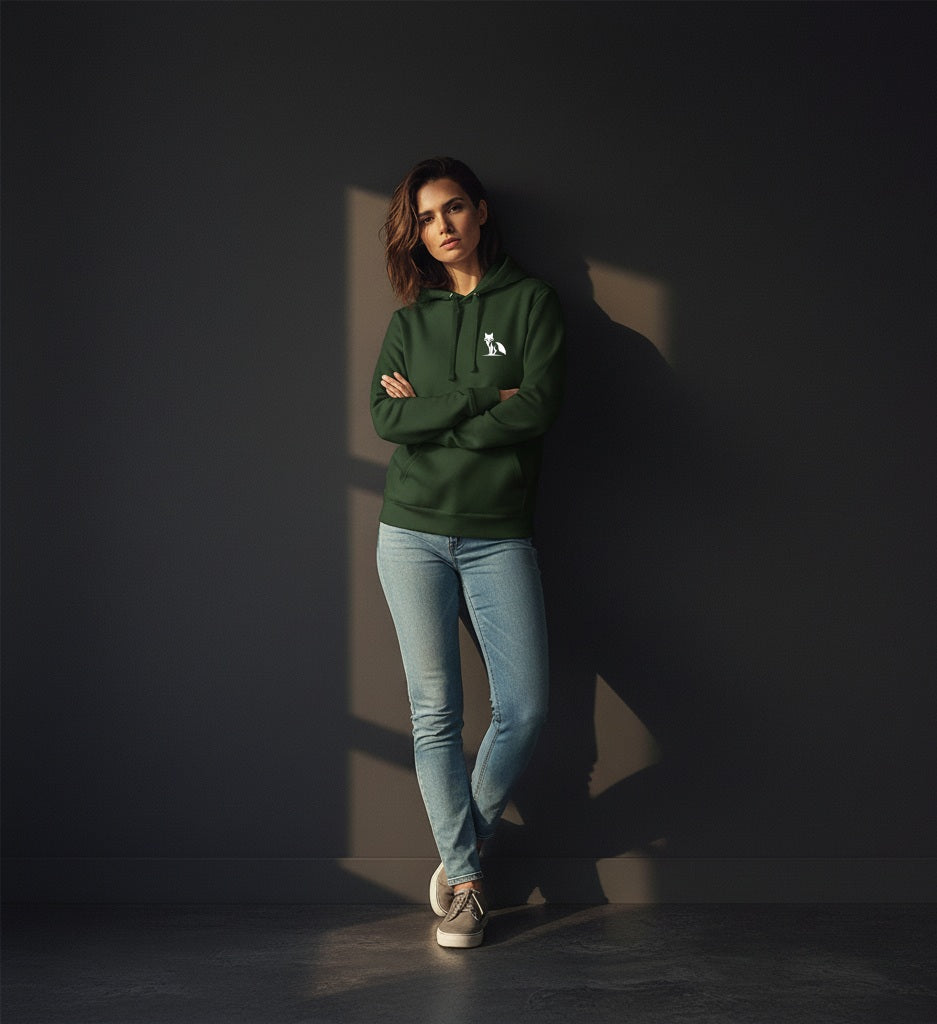 Sudadera premium Zorro con capucha, para ellas, colores oscuros